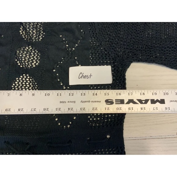 Women's V-Neck Crochet Bell Sleeve Swim Cover Up Dress, One Size, Black - Picture 5 of 8